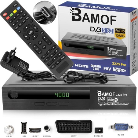 HD-line Bamof 2225 Pro - Receptor de satélite Digital (HDTV, DVB-S/DVB-S2, HDMI