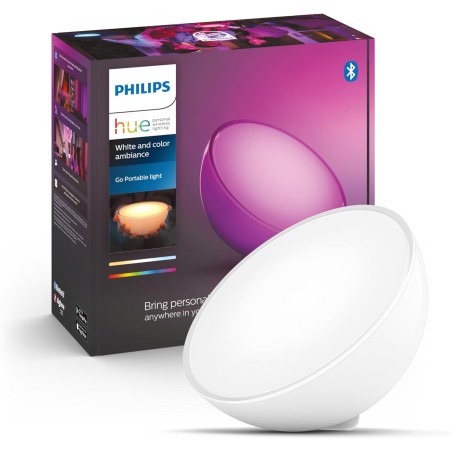 Philips Hue - Lámpara de mesa inteligente Hue Go, Luz Blanca y de Colores, Portátil